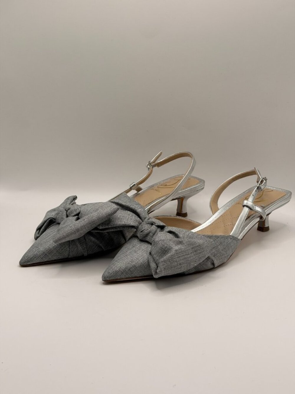 Sam Edelman Women's Treena  Grey Bow Heel Pumps Sz 6.5